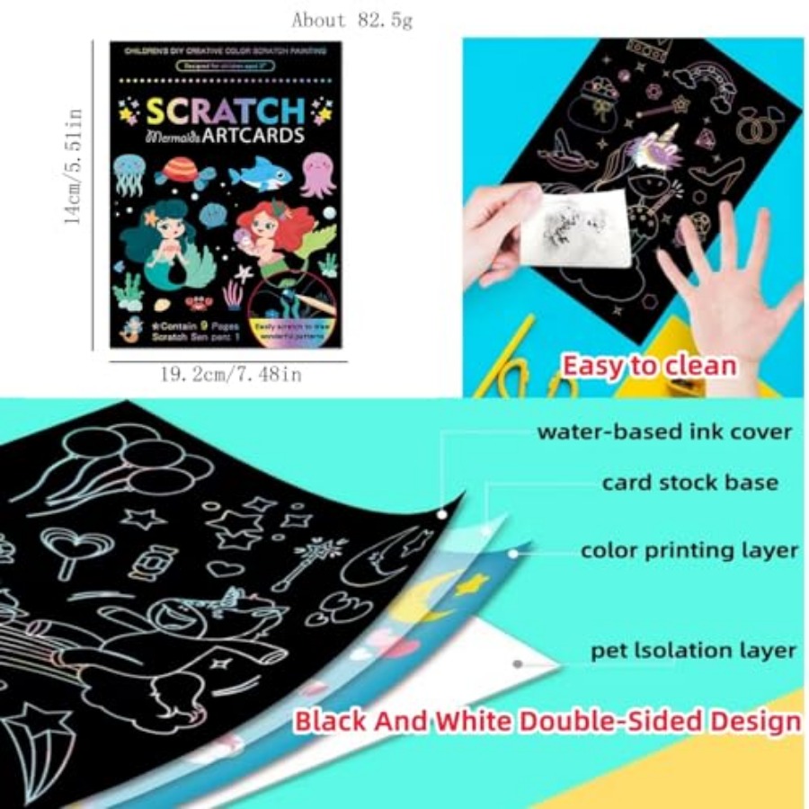 3세트 매직 스크래치 페이퍼 아트, 생일 크리스마스 파 - Book Party Games 리뷰 및 가격
